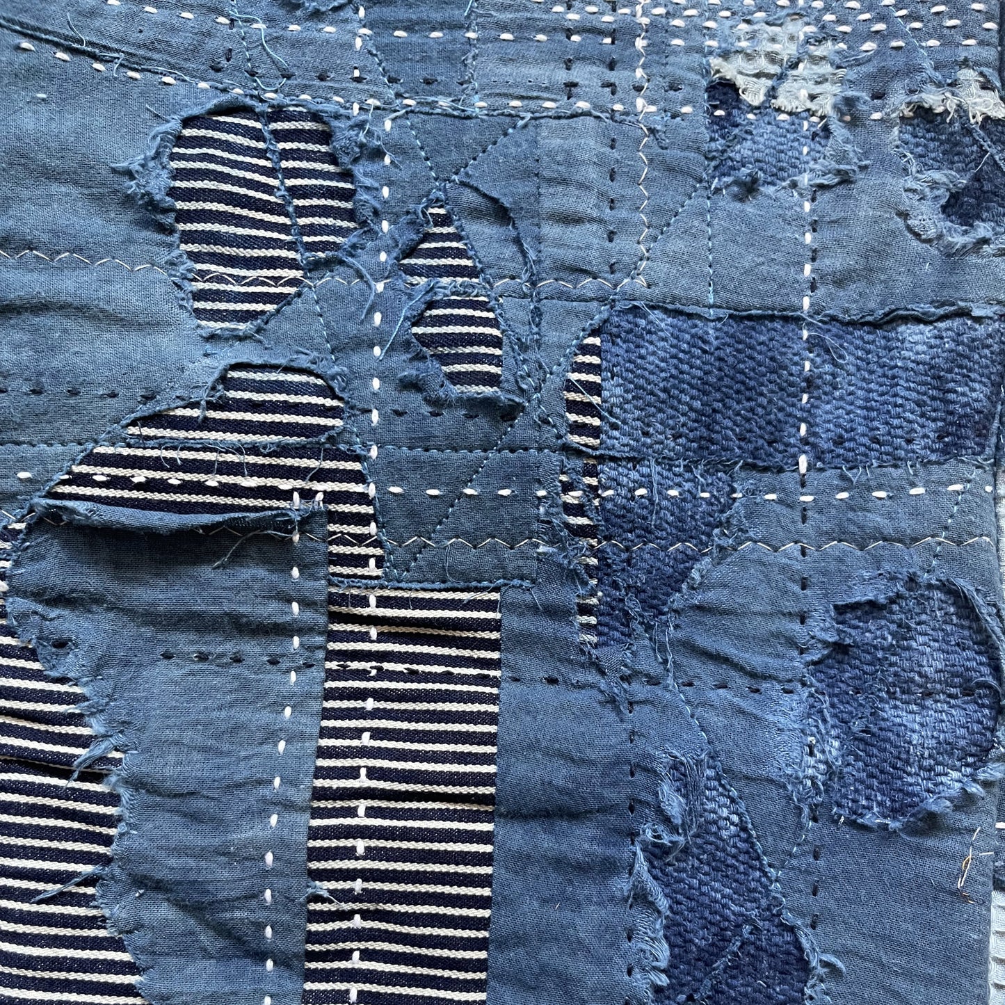 Indigo Boro Sashiko Distressed 501 Jeans - W32"