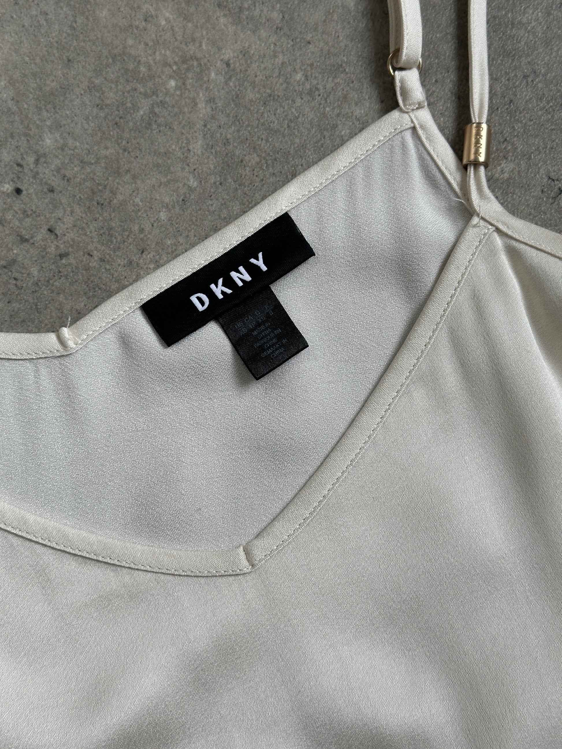 DKNY 2000s Satin Tie Belt Sleeveless Top - S