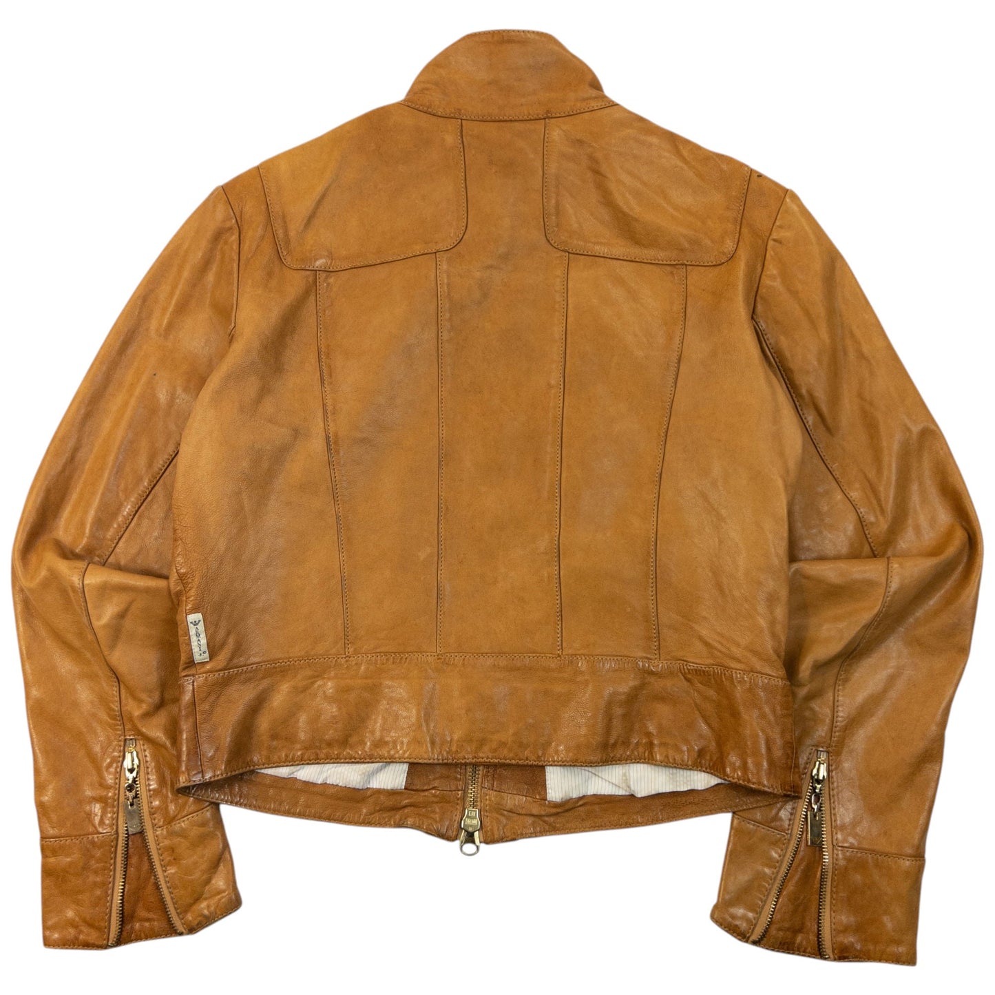 Vintage 2000s Armani Jeans Zip Up Leather Jacket Womens Size M | Medium, Brown