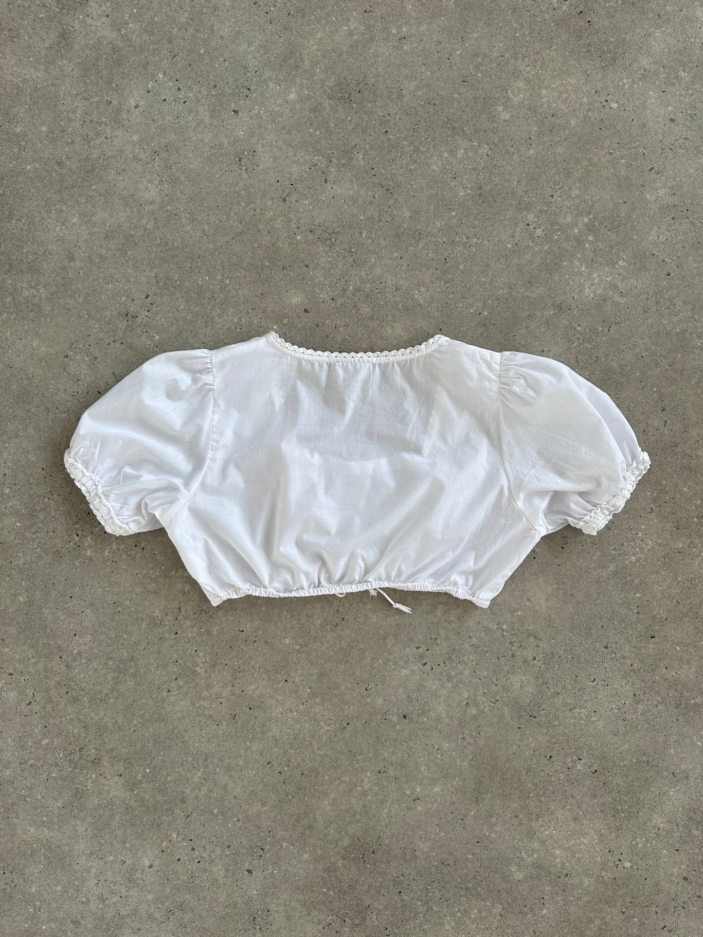 Vintage 2000s Ruched Trachten Cotton Crop Blouse Top - M