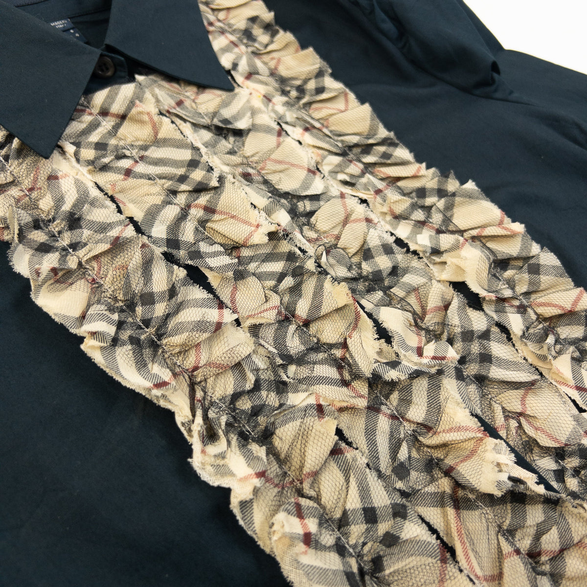 Vintage 2000s Burberry Nova Check Ruffle Front Blouse Womens Size S | Small, Beige