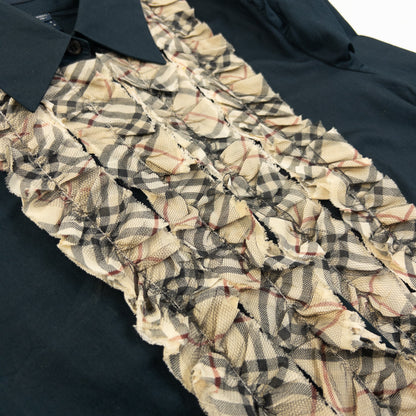 Vintage 2000s Burberry Nova Check Ruffle Front Blouse Womens Size S | Small, Beige