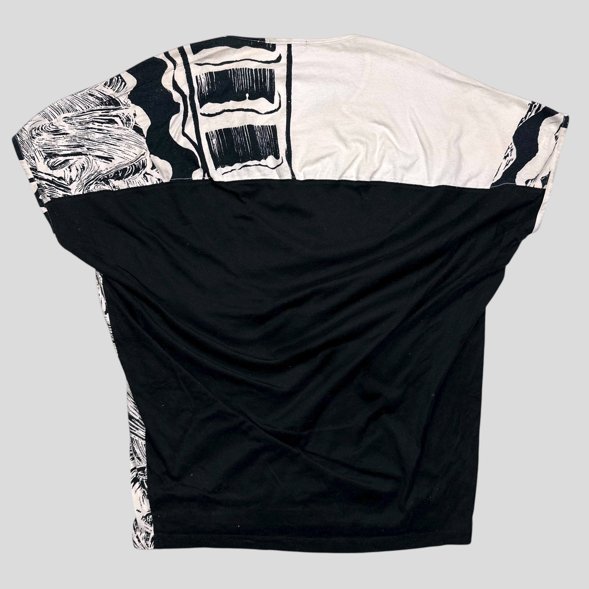 Issey Miyake 80’s Brush Graphic Oversized T-shirt Top - M/L | Medium, Black