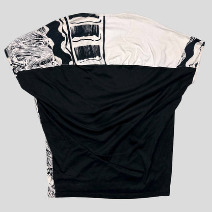 Issey Miyake 80’s Brush Graphic Oversized T-shirt Top - M/L | Medium, Black