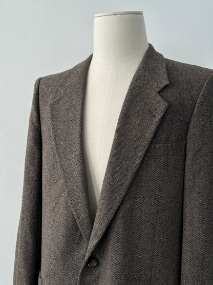 Yves Saint Laurent Menswear 1990s Pure Wool Herringbone Blazer - 42R