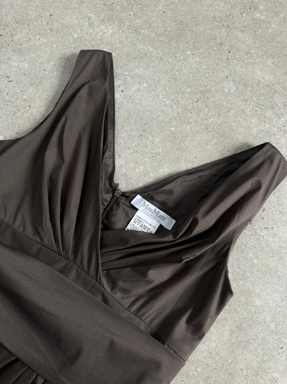 Max Mara Cotton Pleated Wrap Midi Dress - XS