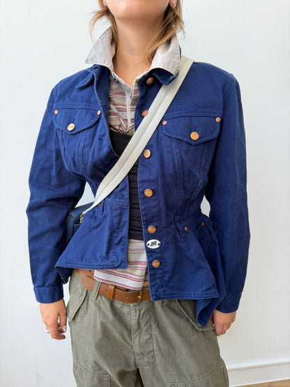 Jean Paul Gaultier Junior 90s Asymmetrical Denim Jacket | 44, Navy