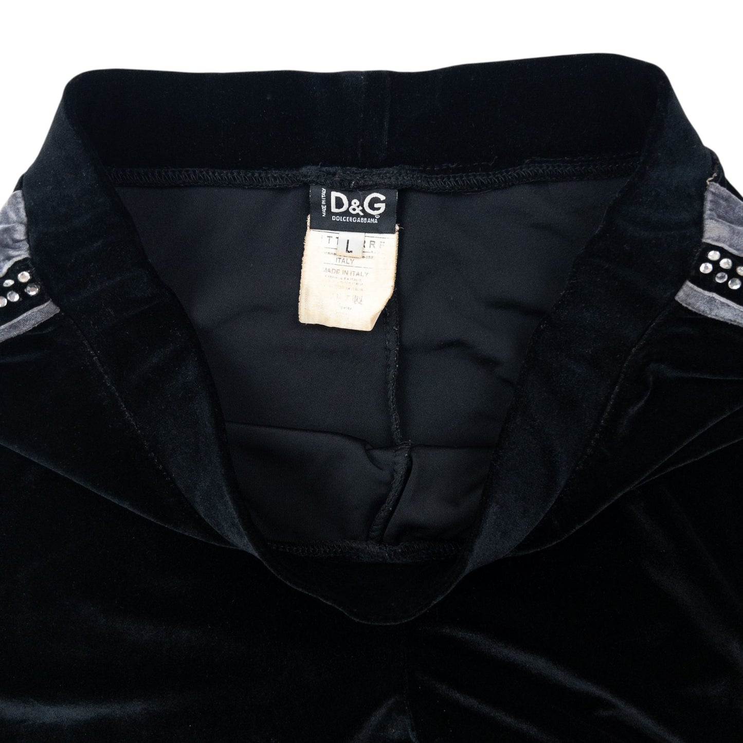 Vintage 2009 Dolce & Gabbana Velour Diamonte Tracksuit Bottoms Size L | Large, Black