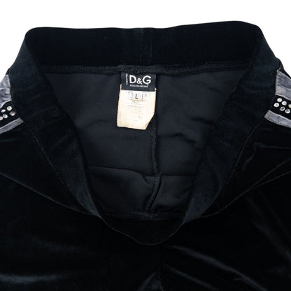 Vintage 2009 Dolce & Gabbana Velour Diamonte Tracksuit Bottoms Size L | Large, Black