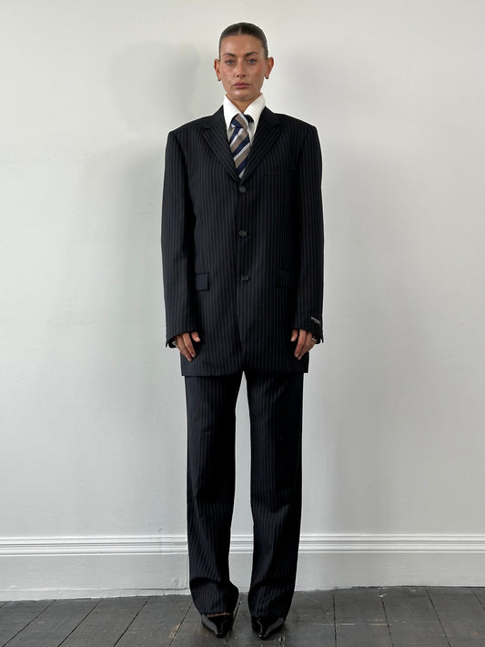 Yves Saint Laurent Wool Pinstripe Single Breasted Suit - 40L/W32