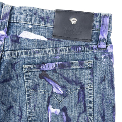 Vintage 2000s Versace Jeans Couture Painted Denim Jeans Womens Size W30 | W30, Blue