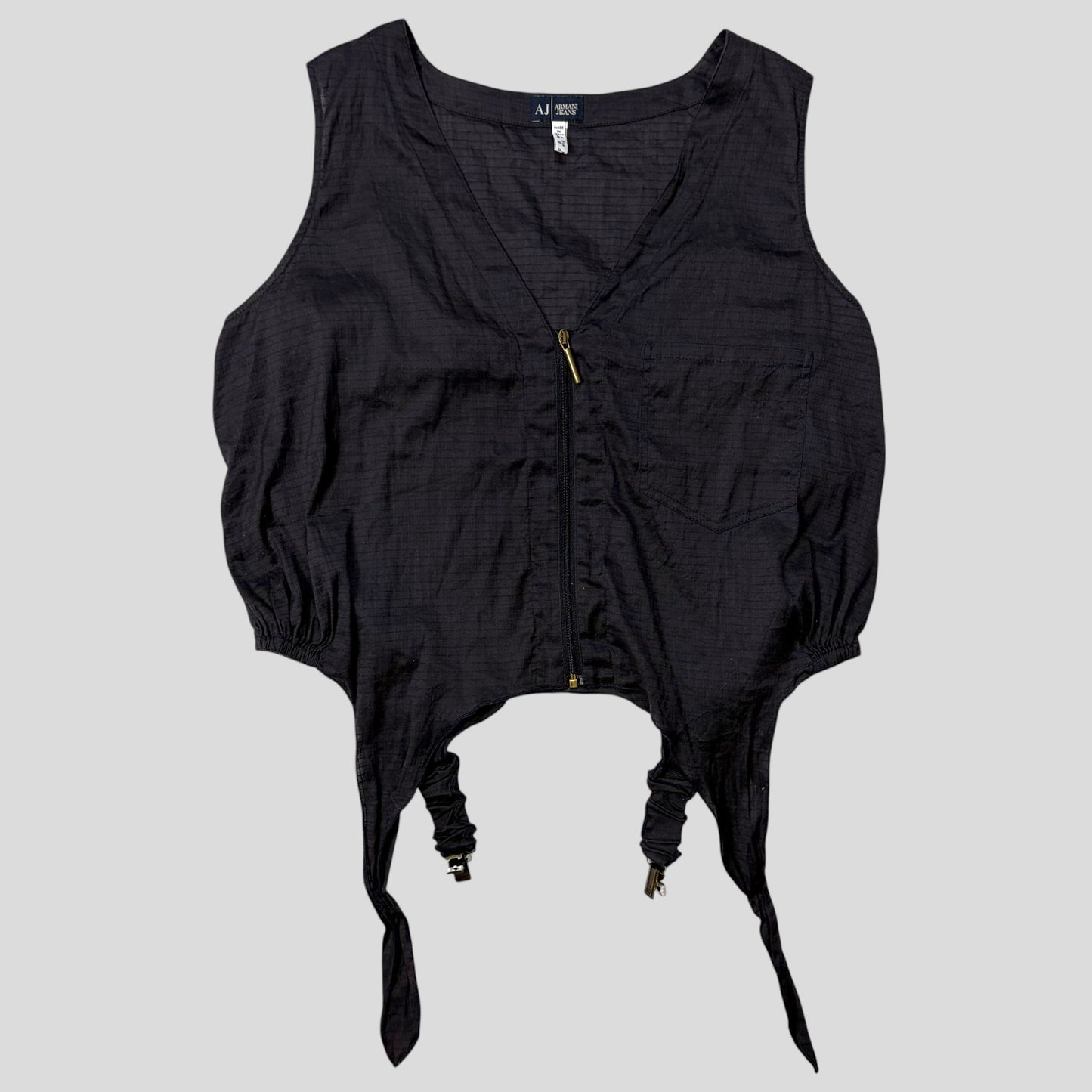 Armani Jeans 00’s Nylon Ripstop Hem Clasp Vest - M | Default Title, Navy