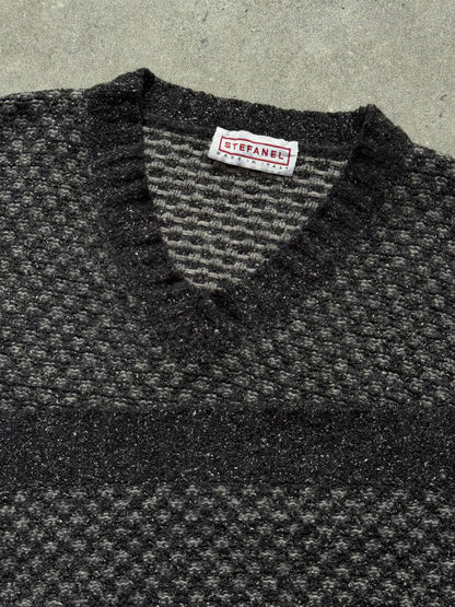 Italian Vintage 1990s V Neck Wool Silk Knitted Jumper - XL