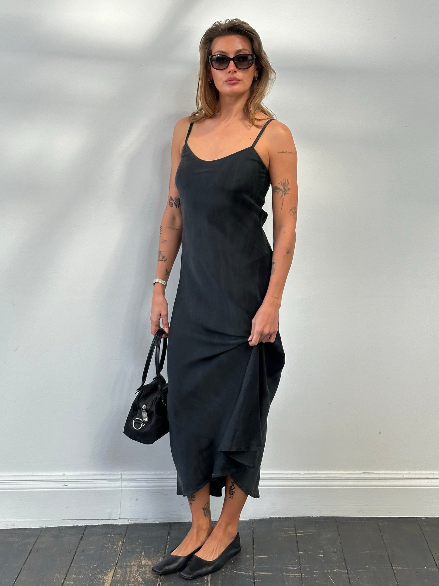 Vintage 1990s Pure Silk Floor Length Slip Dress - S