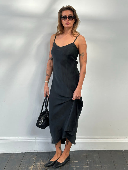 Vintage 1990s Pure Silk Floor Length Slip Dress - S