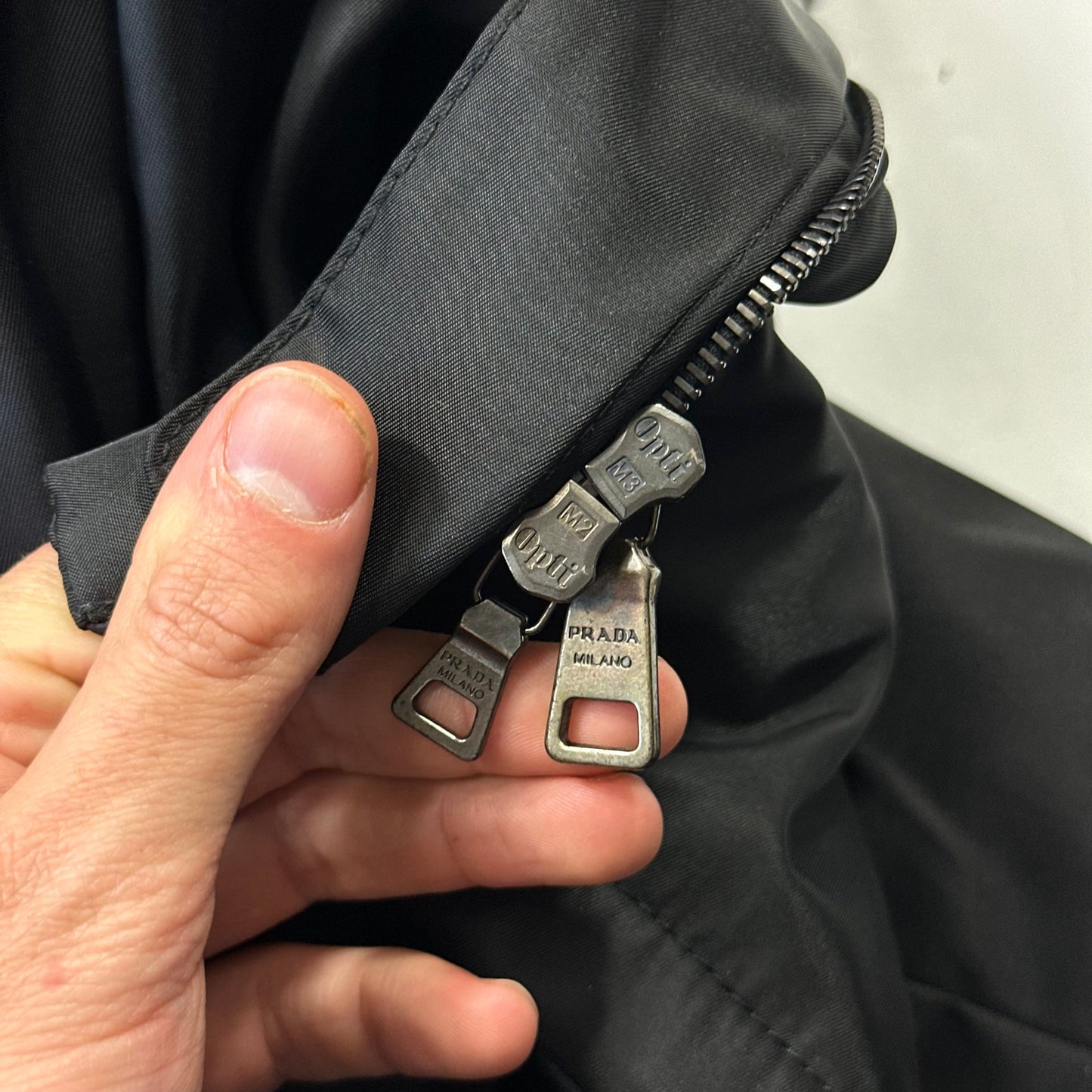Prada Milano 2011 Gabardine Nylon Leather Jacket + Belt - M | Default Title, Black
