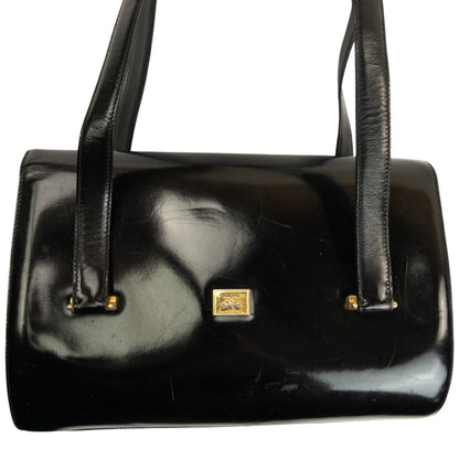 Vintage 2000s Moschino Heart Clasp Leather Shoulder Bag | O/S, Black