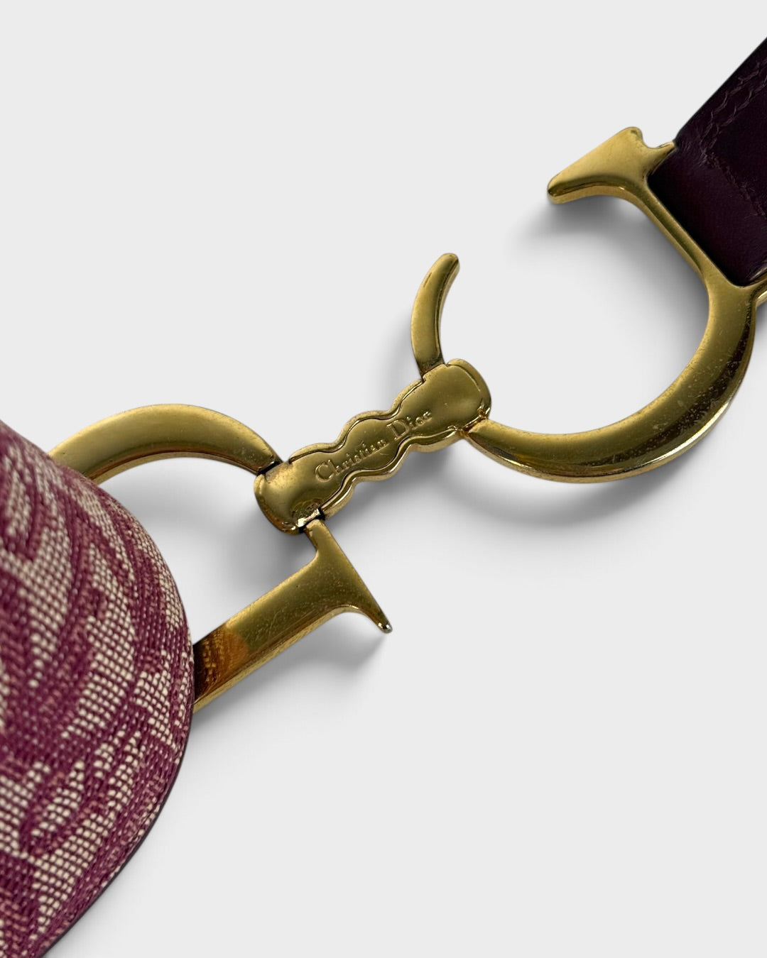 Vintage Christian Dior Monogram Bordeaux Red Saddle Shoulder Bag | O/S, Multicoloured