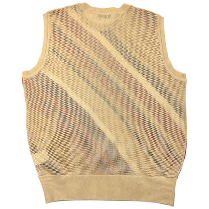 Vintage 90s Balenciaga Striped Knit Sweater Vest Womens Size M | Medium, Beige, Brown, Orange, Yellow, White