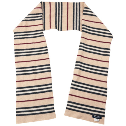 Vintage 2000s Burberry Nova Stripe Wool Scarf | O/S, Beige