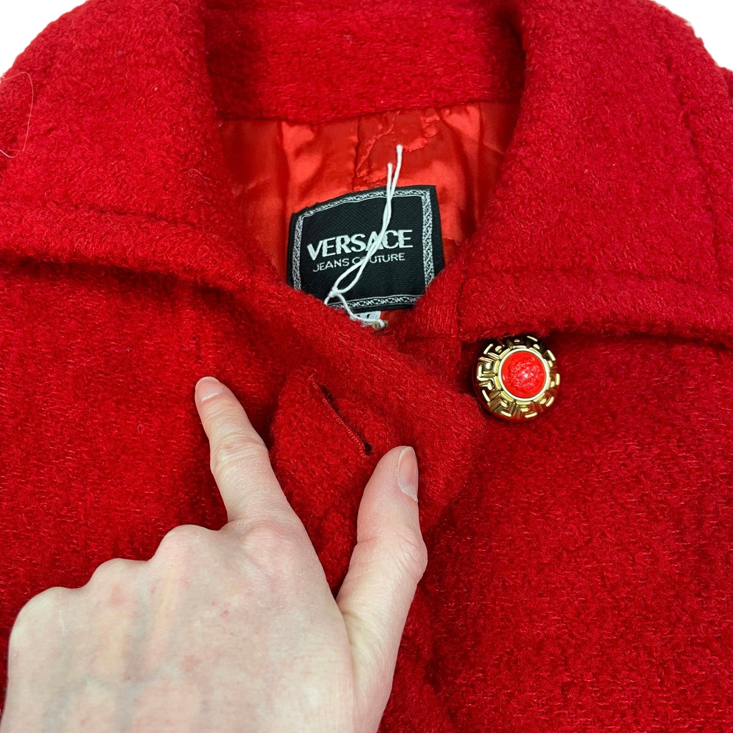 Versace c.1994 red boucle coat