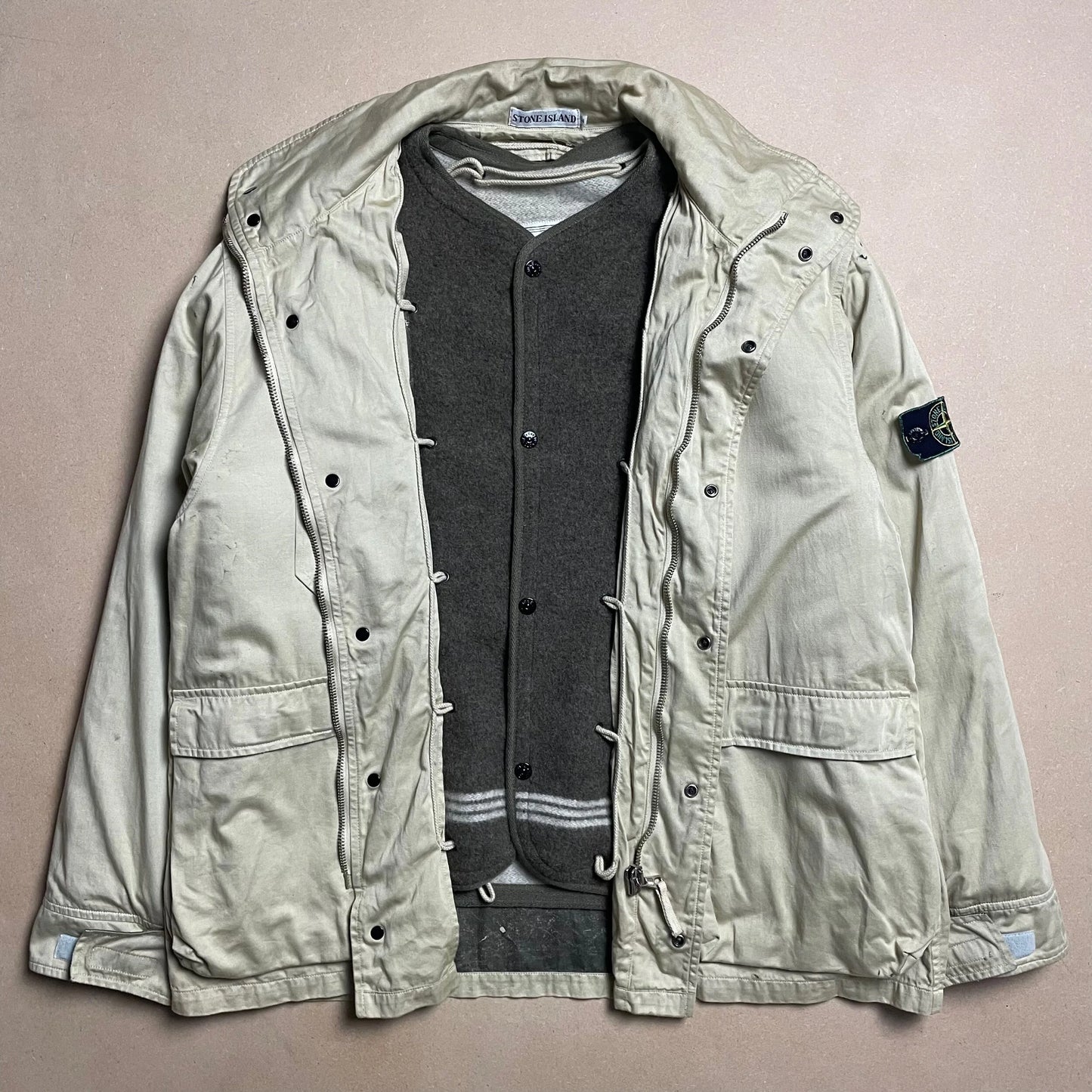 A/W 1993 Sand Gold Raso Gommato Multi Pocket Field Jacket