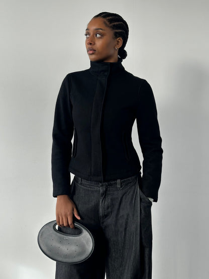 Armani Jeans 2000s Wool High Neck Minimal Jacket - S