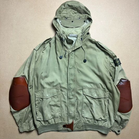 S/S 1988 Sage Green Raso Gommato Vulcanised Rubber Flight Jacket