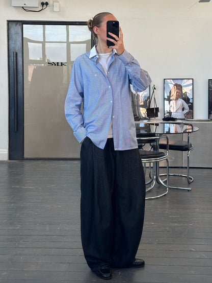 Christian Dior Monsieur 1980s Cotton Logo Stripe Shirt - L