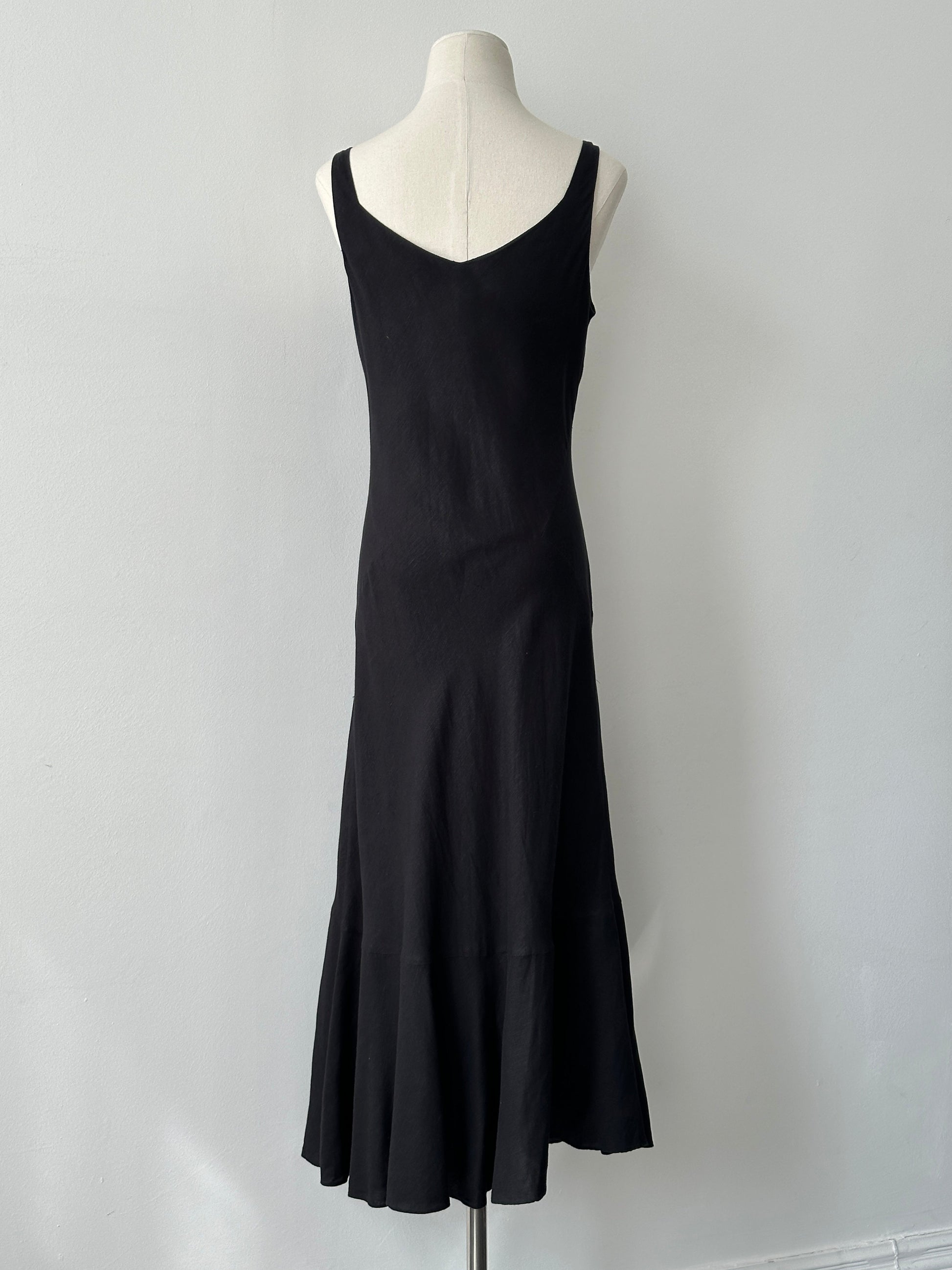 Vintage 1990s Linen Beaded Floor Length Dress - S