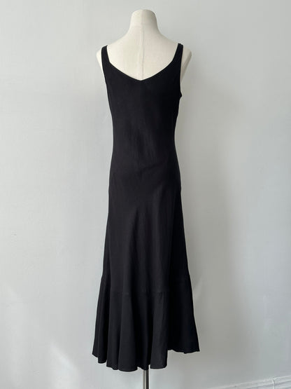 Vintage 1990s Linen Beaded Floor Length Dress - S
