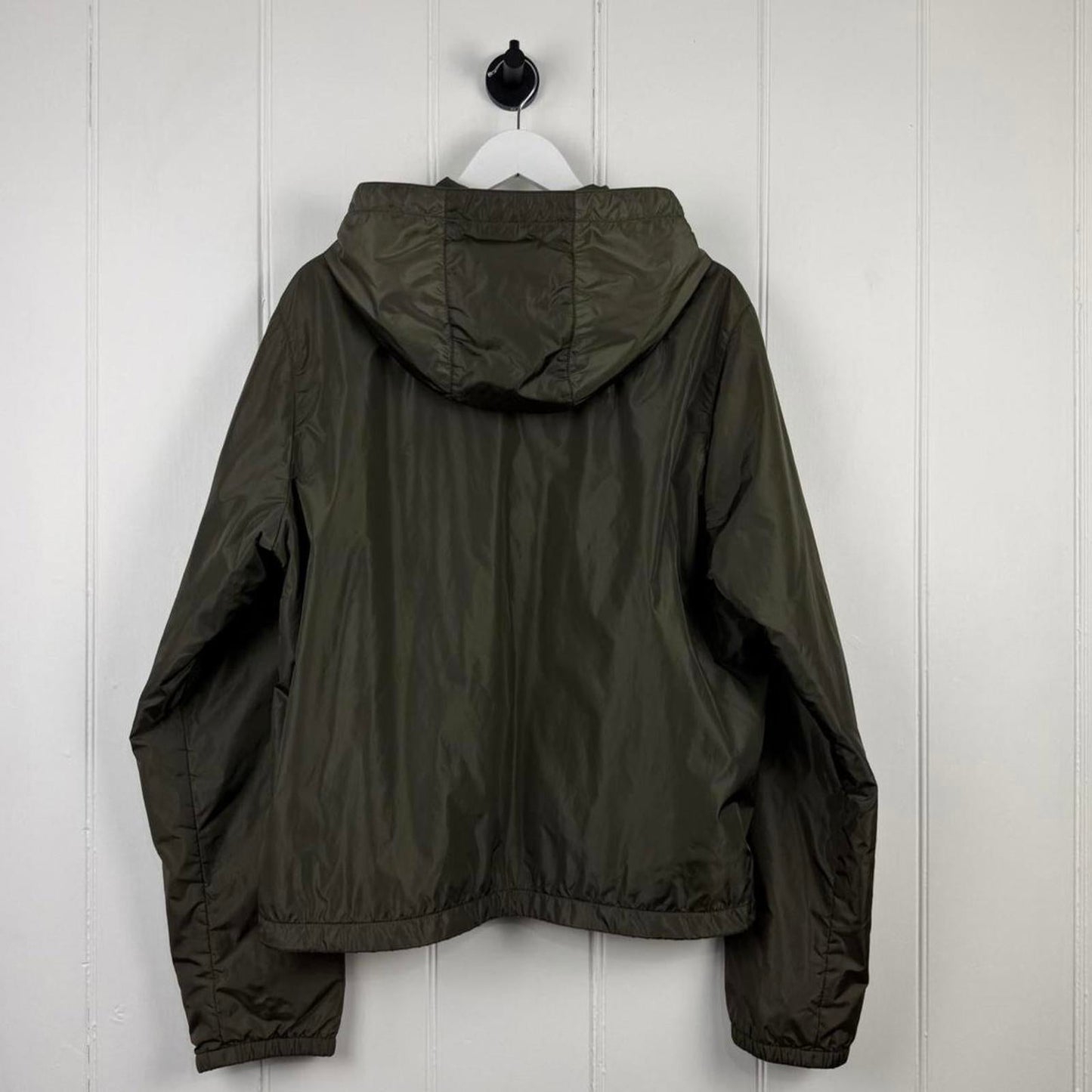 Prada Nylon Zip Hooded Jacket Khaki Green (XL) | Extra Large, Multicoloured
