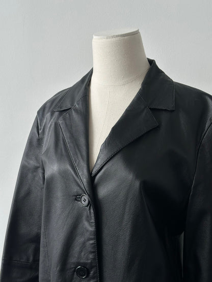 Vintage 2000s Single Breasted Leather Trench Coat - S
