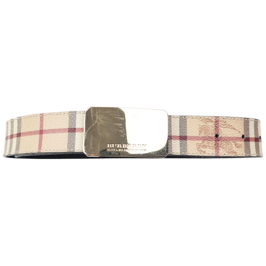 Vintage 2000s Burberry Nova Check Leather Belt Size XL | O/S, Beige