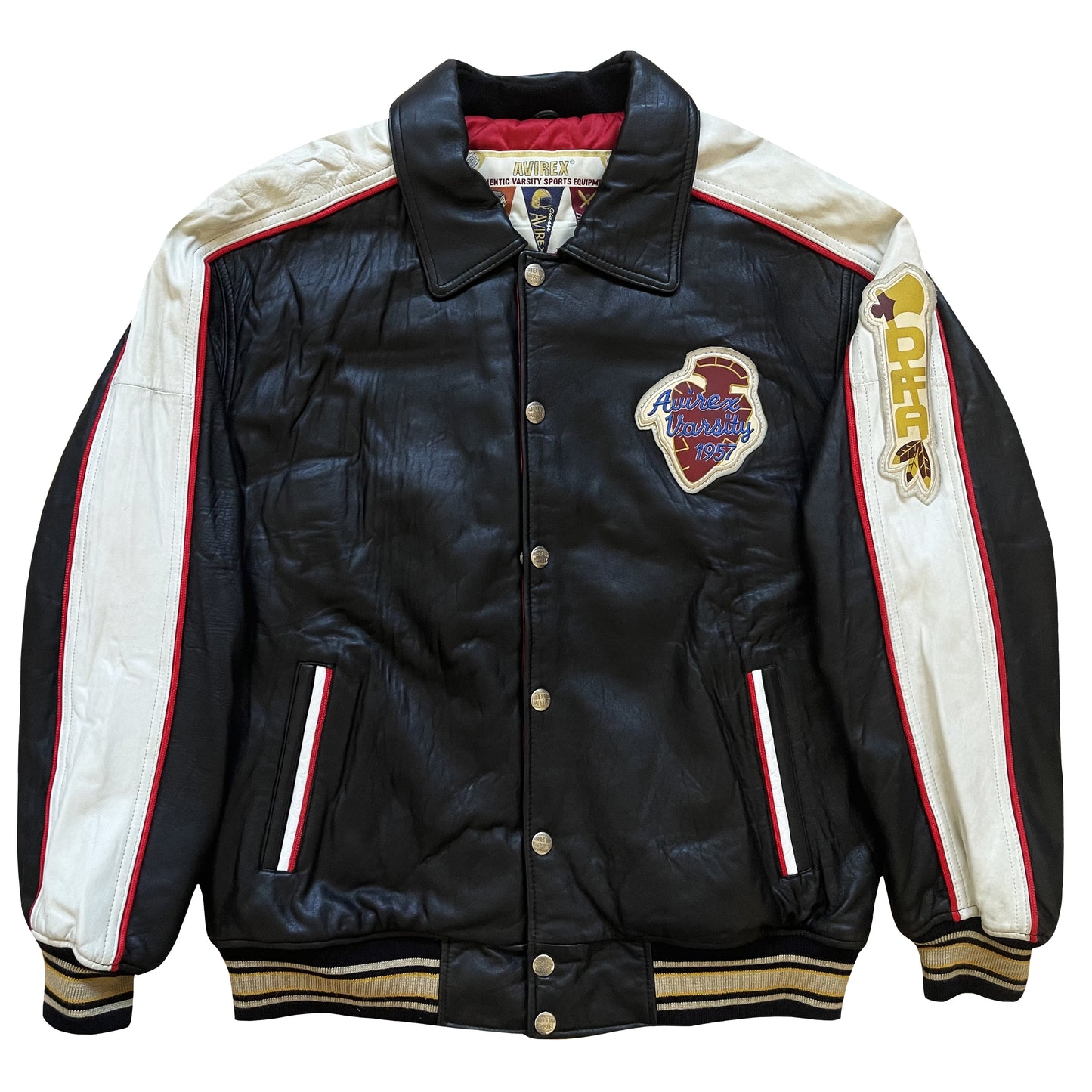 Avirex Sioux Football Team Leather Varsity Jacket - L
