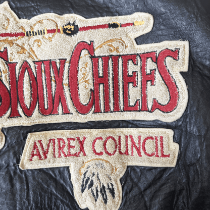 Avirex 'Sioux Chiefs' Leather Varsity Jacket - M | Medium, Black