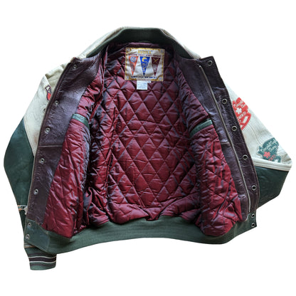 Avirex 'North West Wild Bears' Leather Varsity Jacket - XS