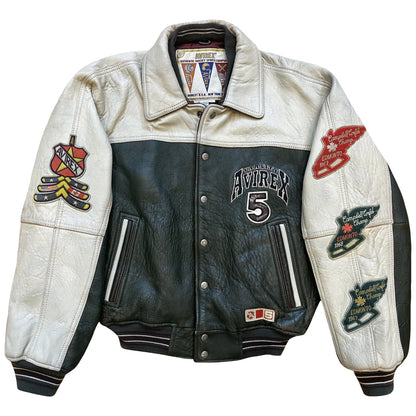 Avirex Wild Bears Leather Varsity Jacket - S