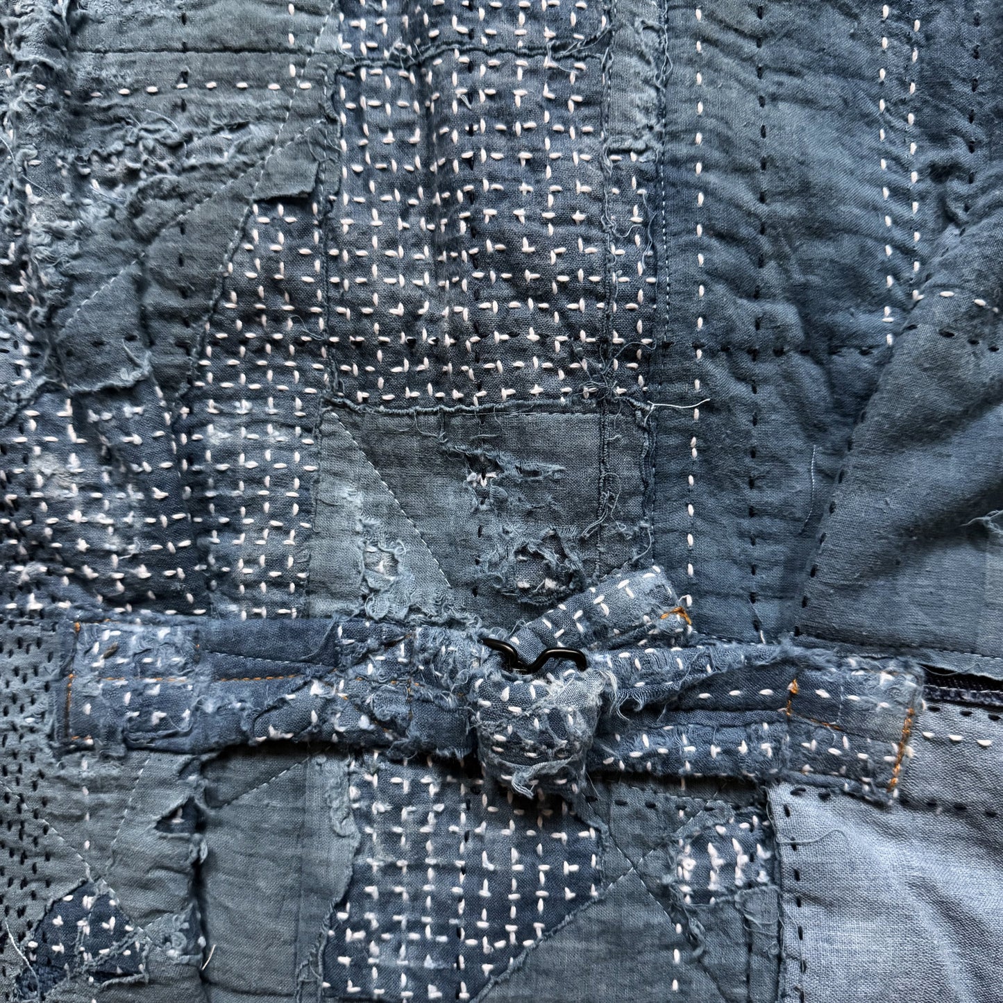 Indigo Boro Sashiko Distressed Denim Trucker Jacket - M