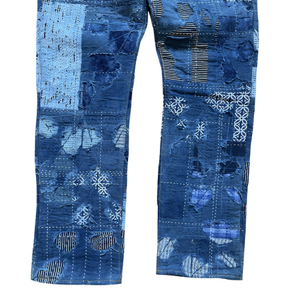 Indigo Boro Sashiko Distressed 501 Jeans - W32"