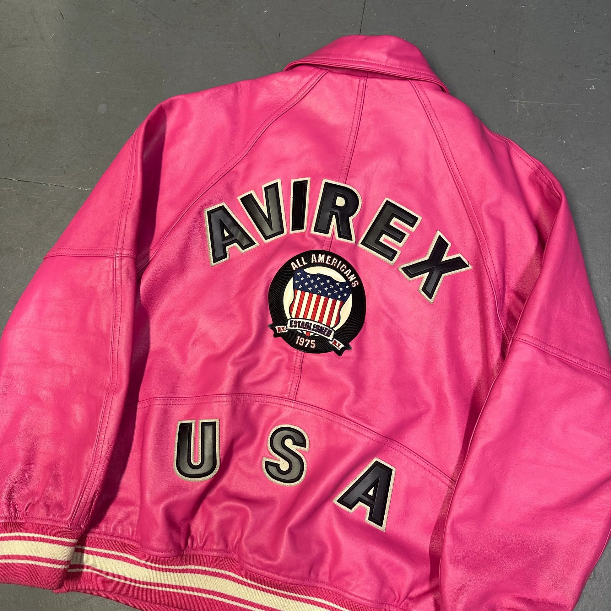 Avirex Icon Leather Jacket  In Pink (XL) | XL, Pink