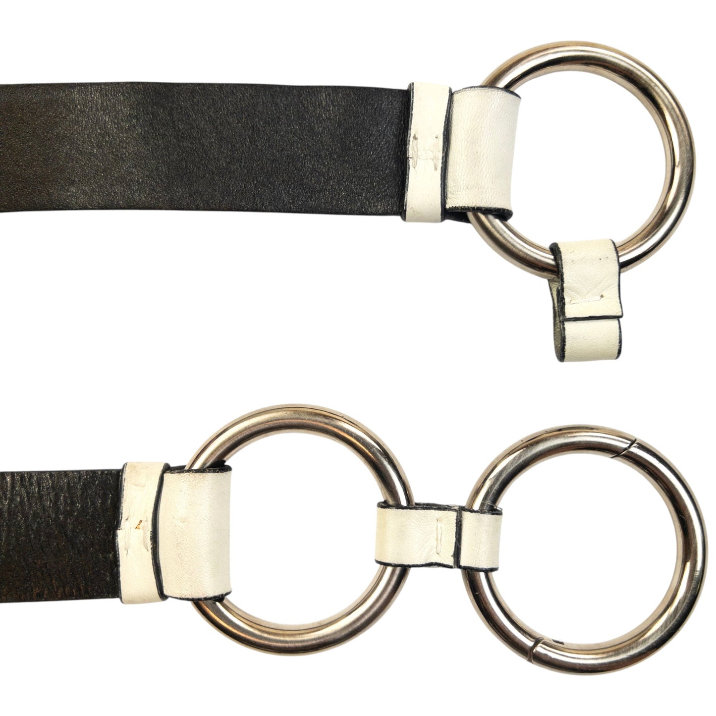 Vintage 2000s Prada Leather Ring Belt Size W32 | O/S, Silver