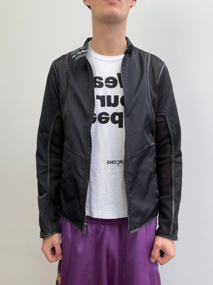 Prada Sport SS00 Leather-Trim Mesh Biker Jacket | Medium, Black