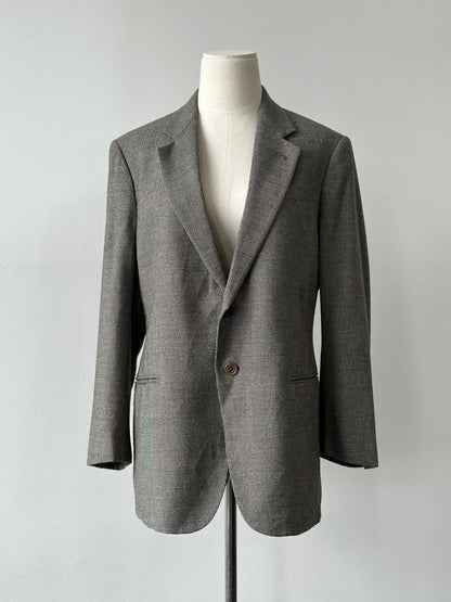 Armani Collezioni 1990s Wool Check Single Breasted Blazer - M
