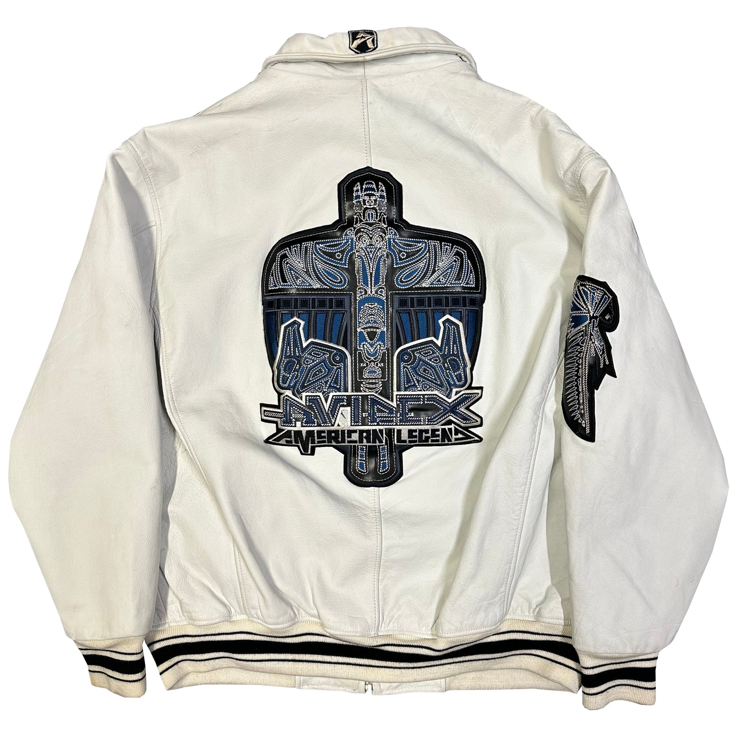 Avirex American Legend Leather Jacket In White ( XL )