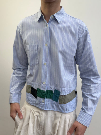 Comme Des Garçon Deconstructed Patchwork Shirt | Small, Light Blue