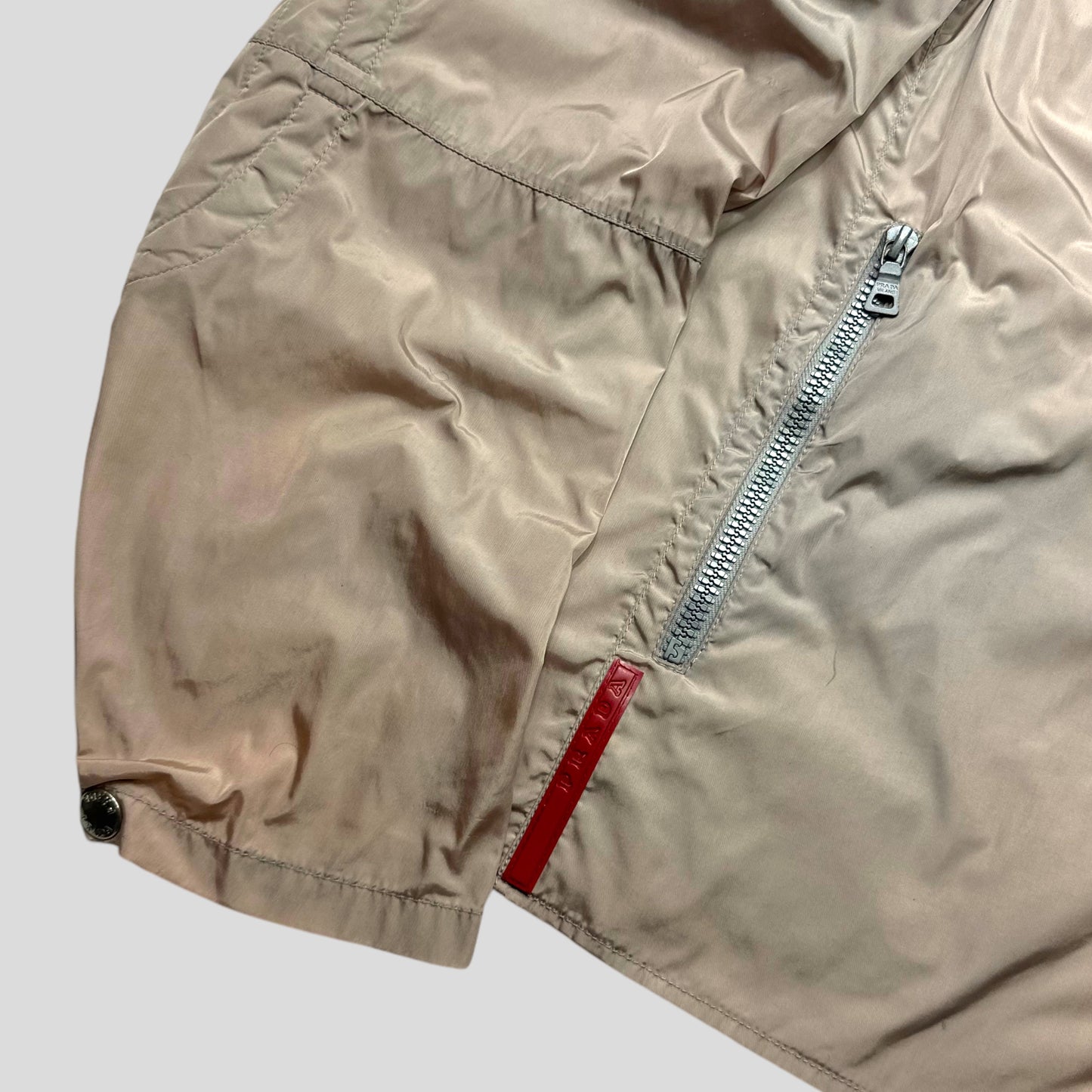 Prada Sport SS00 Champagne Nylon Moto Detailed Jacket - IT52