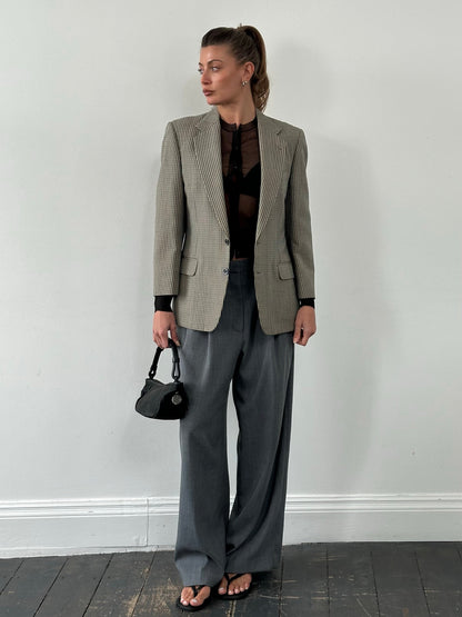 Burberry 1990s Wool Silk Check Unlined Blazer - S