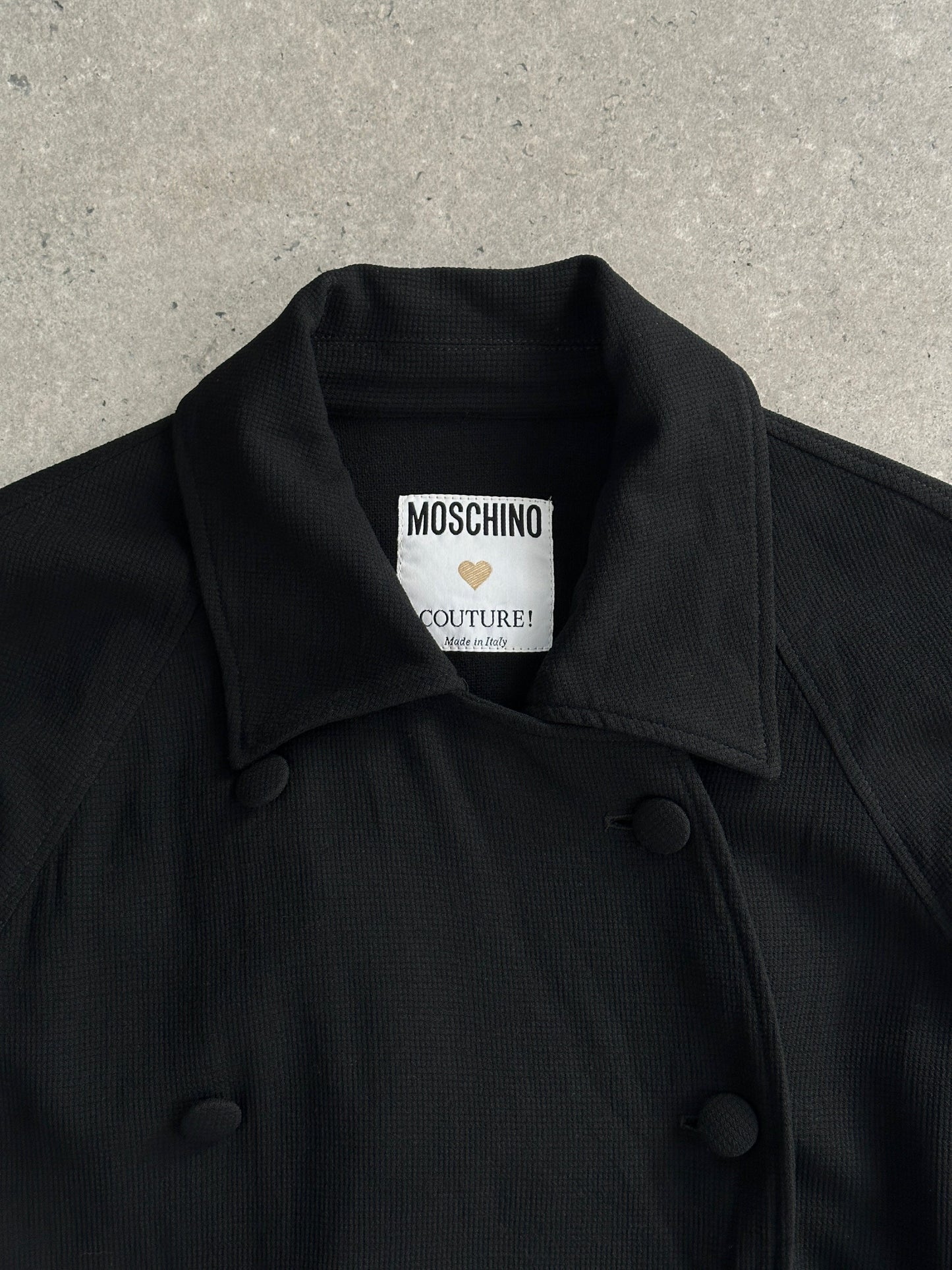 Moschino Coture 1990s Pure Wool Double Breasted Curved Coat - L