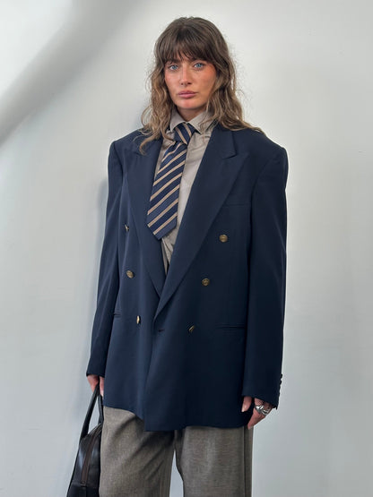 Christian Dior Monsieur 1980s Bespoke Button Double Breasted Blazer - 42L/XL